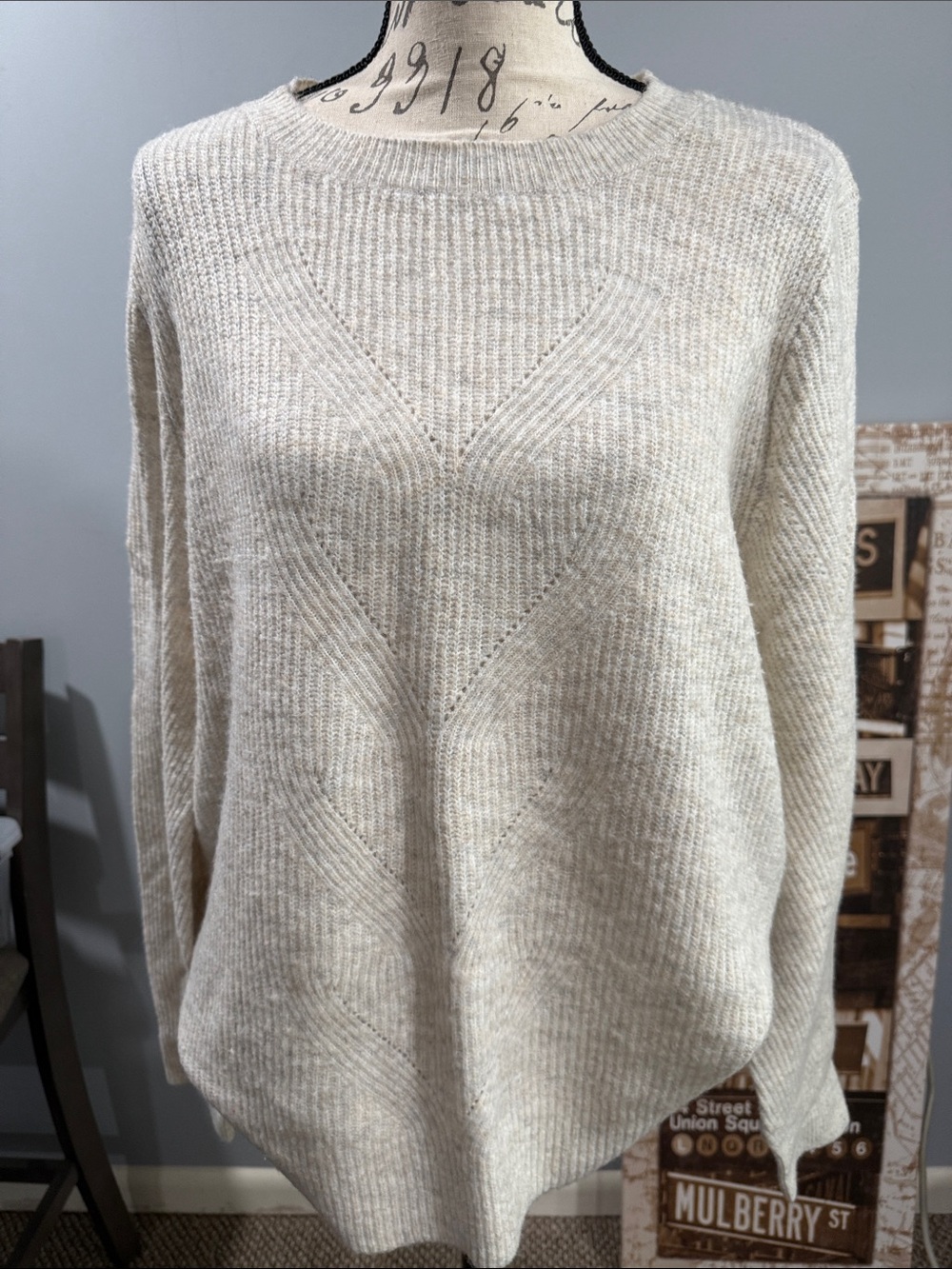 LOFT Women's Crewneck Sweater in Oatmeal Heather